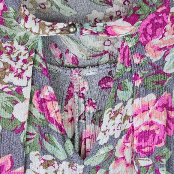 Umgee USA Women's Sleeveless Floral Crepe Keyhole Pleated Front Tent Dress, Sz S - Picture 6 of 8